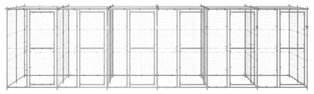 Κλουβί Σκύλου Εξ. Χώρου με Στέγαστρο 14,52 μ² Γαλβ. Χάλυβας - Ασήμι