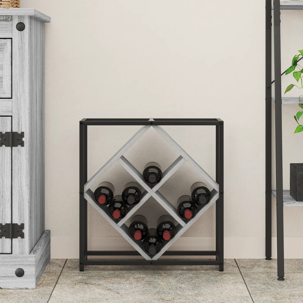 vidaXL Ράφι κρασιών Γκρι Σονομα 51x18x52,5 εκ Κατασκευασμένο ξύλο
