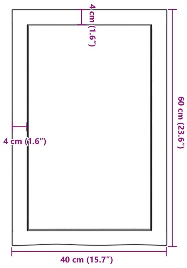 Πάγκος Μπάνιου 40 x 60 x (2-6) εκ. από Ακατέργαστο Μασίφ Ξύλο - Καφέ