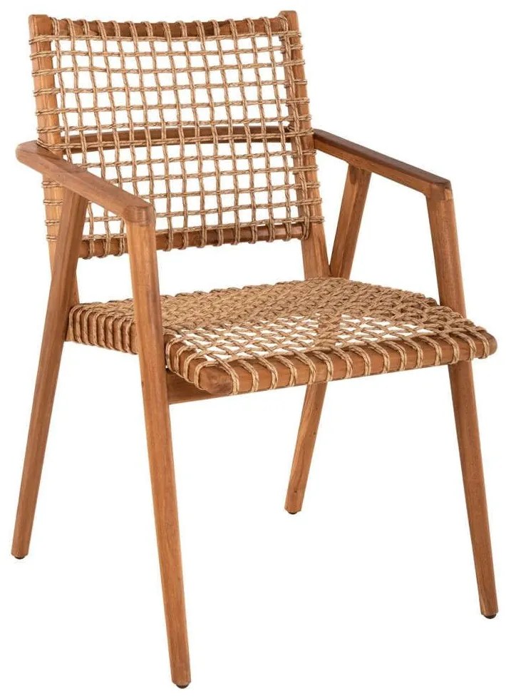 Πολυθρόνα Vaya HM9823 53,5x60,5x85cm Με Συνθετικό Σχοινί Από Ξύλο Natural-Teak Wood, Rope