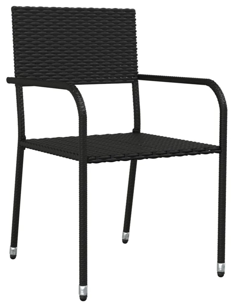 vidaXL Σετ Τραπεζαρίας Κήπου 7 Τεμ Μαύρο από Συνθετικό Ρατάν/Ατσάλι