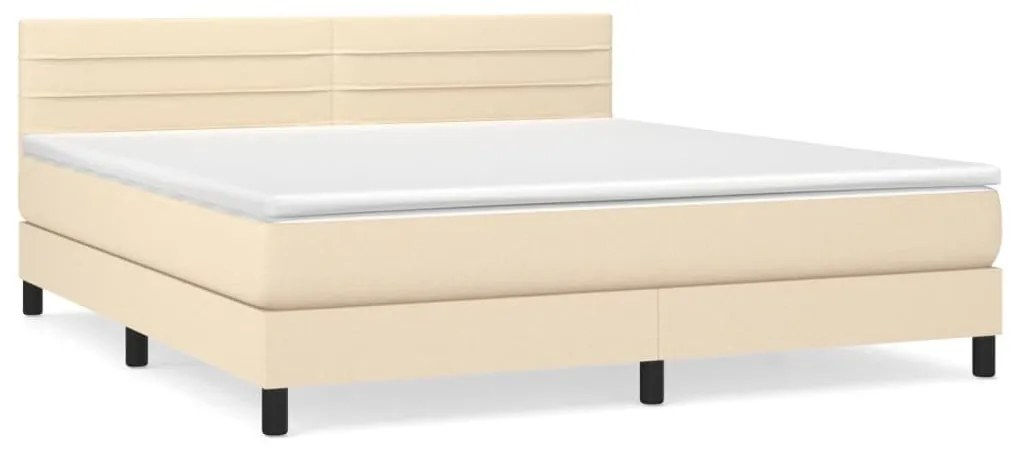 Κρεβάτι Boxspring με Στρώμα Κρεμ 180x200 εκ. Υφασμάτινο - Κρεμ