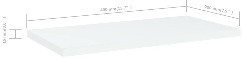 vidaXL Ράφια Βιβλιοθήκης 4 τεμ. Λευκά 40x20x1,5 εκ. από Επεξ.Ξύλο