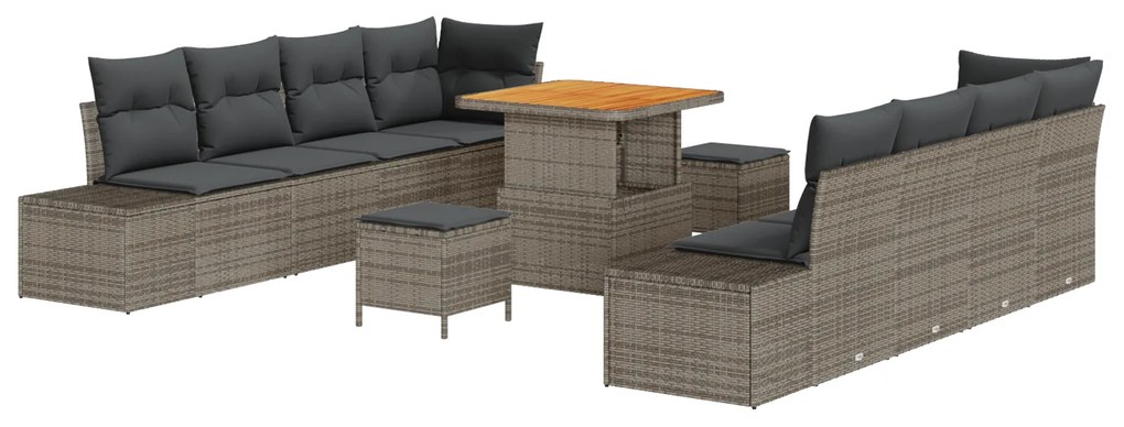 vidaXL Σετ Καναπέ Κήπου με μαξιλάρι 11 pcs Γκρι Πολυ ράταν