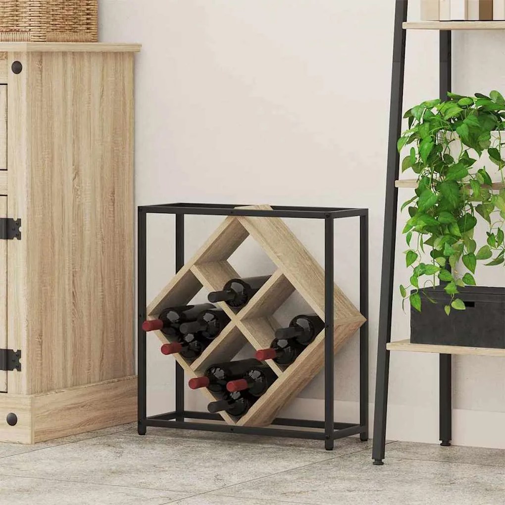 vidaXL Ράφι Κρασιού Sonoma Δρυς 51 x 18 x 52.5 εκ. Επεξεργασμένο ξύλο