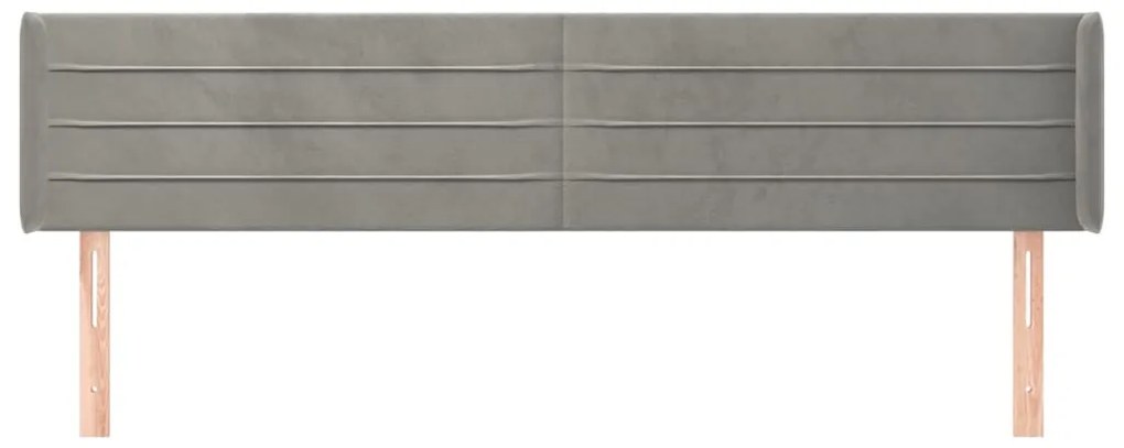 Κεφαλάρι με Πτερύγια Ανοιχτό Γκρι 183x16x78/88 εκ. Βελούδινο 3118968