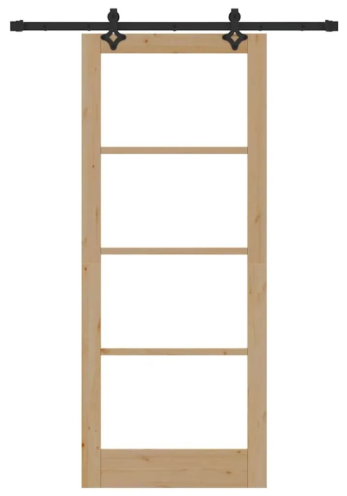 vidaXL Συρόμενη Πόρτα Καφέ 86 x 211 cm Ξύλο και μέταλλο