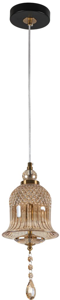 Φωτιστικό Κρεμαστό 15x34cm LED 5w Γυάλινο Μελί με Διακοσμητικό Κρύσταλλο PDC 723-1 HN ARlight 0084652