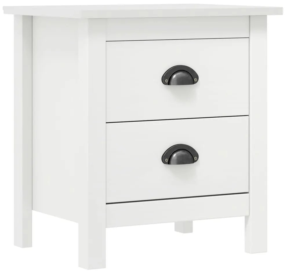 vidaXL Κομοδίνα Hill 2 Τεμ. Λευκά 46x35x49,5 εκ. από Μασίφ Ξύλο Πεύκου