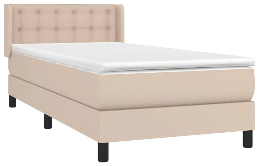 vidaXL Κρεβάτι Boxspring με Στρώμα Καπουτσίνο 100x200εκ.από Συνθ.Δέρμα