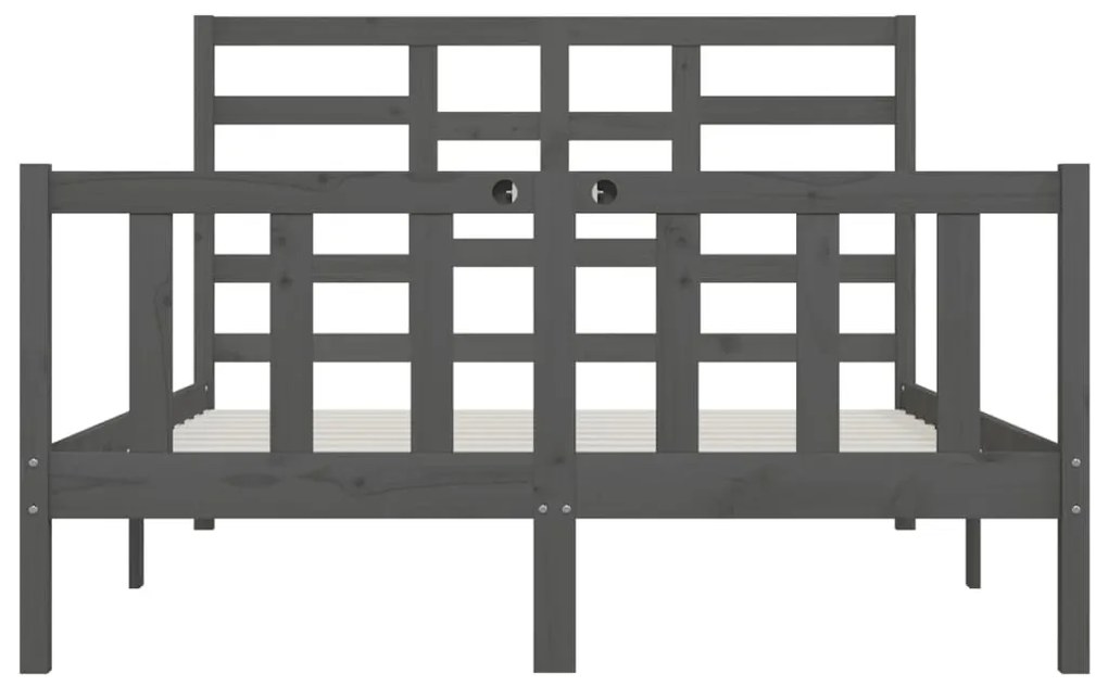vidaXL Πλαίσιο Κρεβατιού Γκρι 150 x 200 εκ. Μασίφ Ξύλο King Size