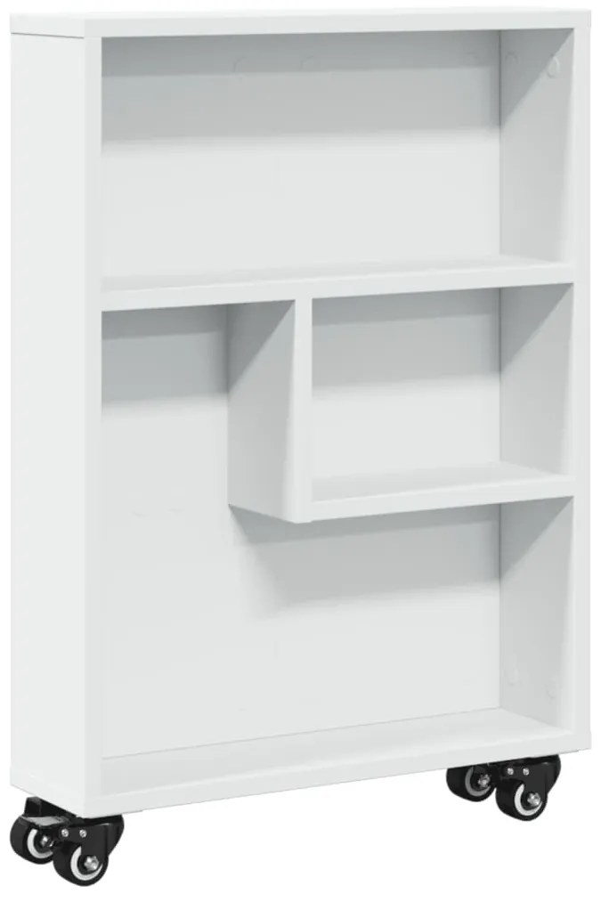 vidaXL Τρόλεϊ Αποθήκευσης Στενό Λευκό 48x13x68 εκ. Επεξεργασμένο Ξύλο