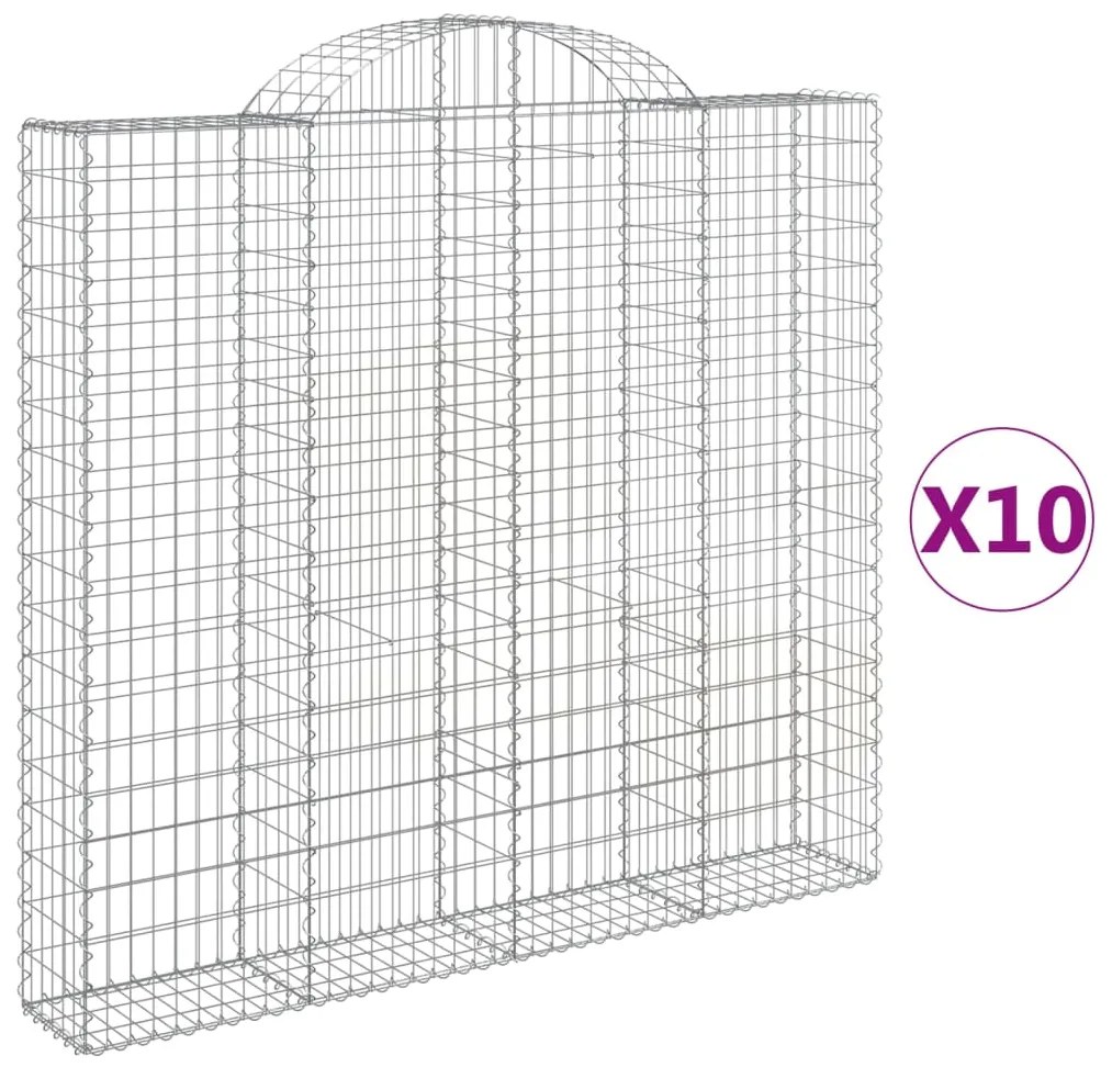 vidaXL Συρματοκιβώτια Τοξωτά 10 τεμ. 200x30x180/200 εκ. Γαλβαν. Ατσάλι