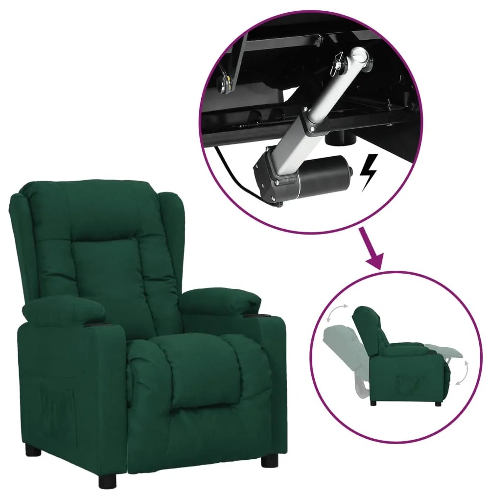 Πολυθρόνα με Ανύψωση Σκούρο Πράσινη Υφασμάτινη