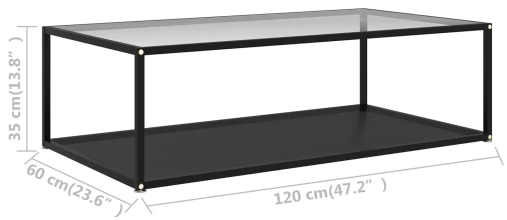 vidaXL Τραπεζάκι Σαλονιού Διαφανές / Μαύρο 120x60x35 εκ. Ψημένο Γυαλί