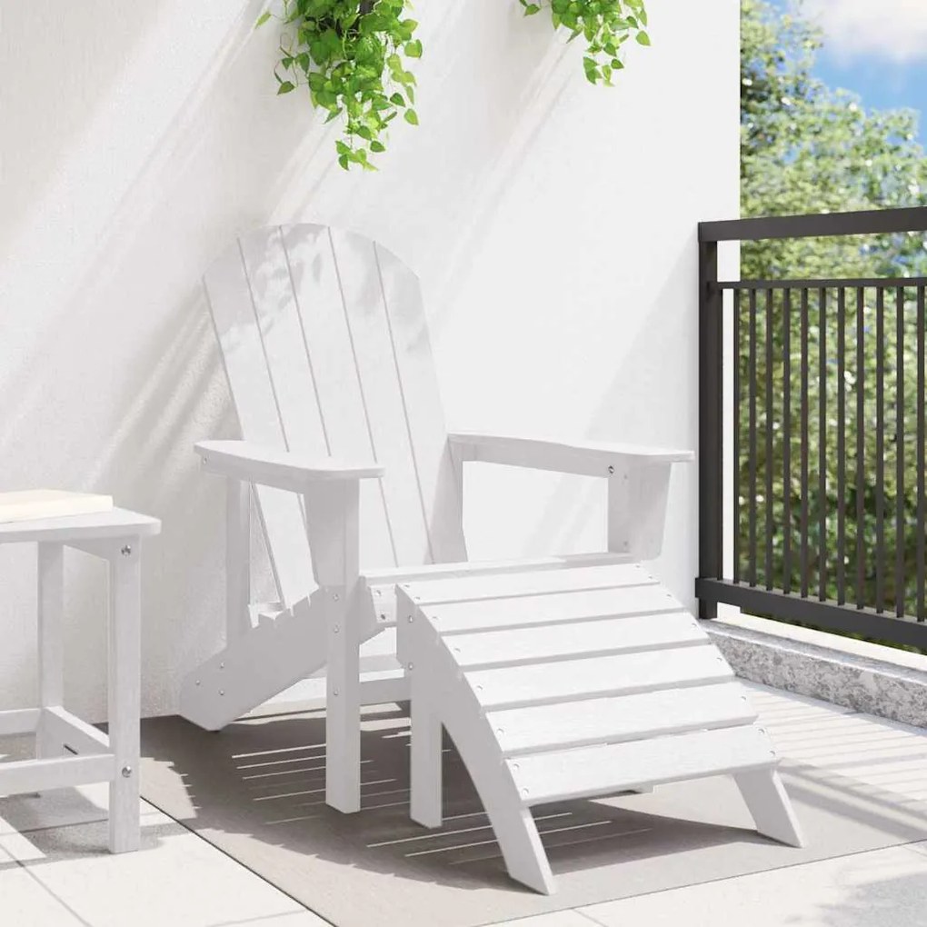 vidaXL Καρέκλα Adirondack με Ποδάρια Λευκή HDPE