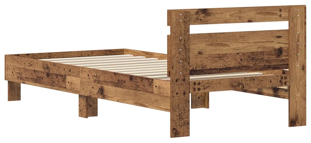 vidaXL Σκελετός Κρεβατιού Παλιό ξύλο 75 x 190 cm Επεξεργασμένο ξύλο