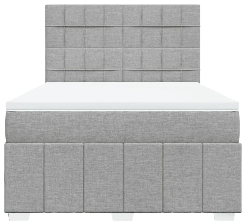 vidaXL Κρεβάτι Boxspring με Στρώμα Ανοιχτό Γκρι 140x190 εκ. Υφασμάτινο