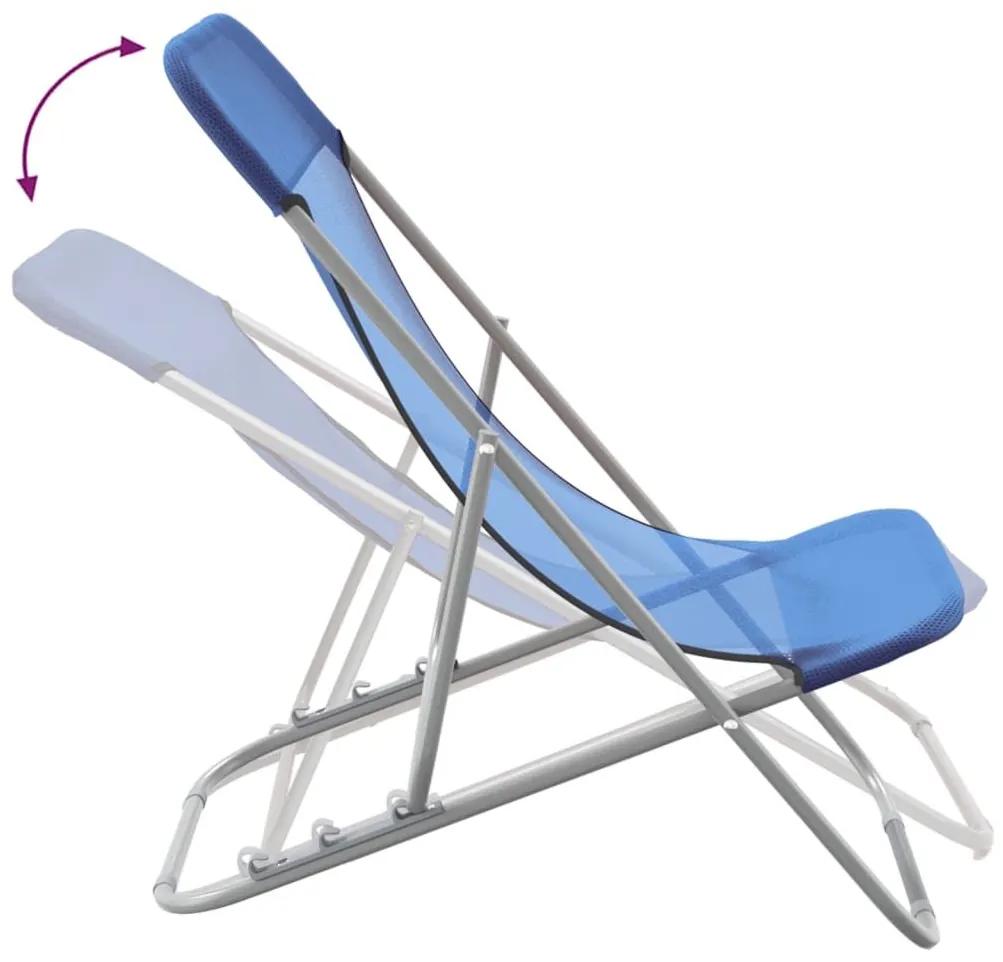 Καρέκλες Παραλίας Πτυσ. 2 Τεμ. Μπλε Textilene&amp;Ατσάλι με Πούδρα - Μπλε