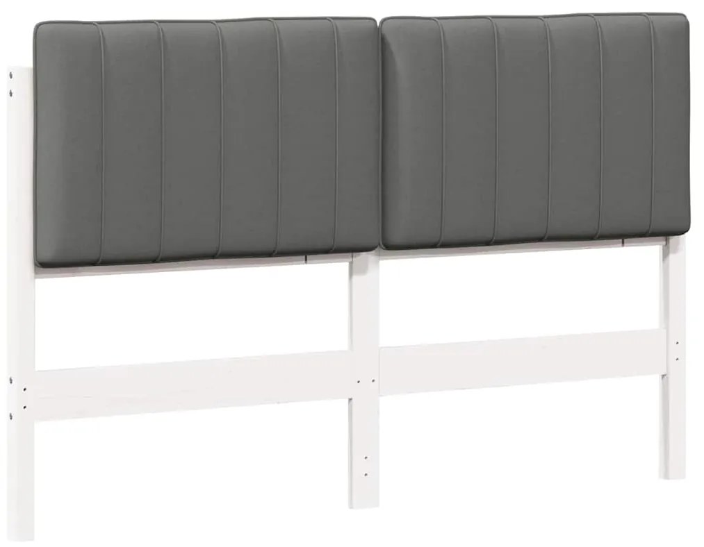 vidaXL Ταπετσαρισμένο κεφαλάρι Λευκό και Ανοιχτό Γκρι 140 cm