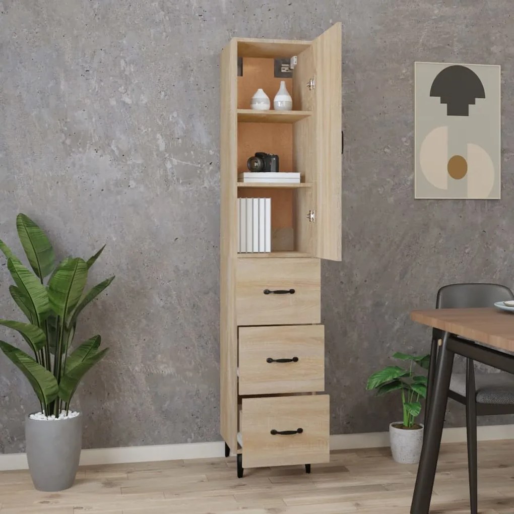 vidaXL Μπουφές Sonoma δρυς 34,5 x 34 x 180 εκ. από Επεξεργασμένο Ξύλο