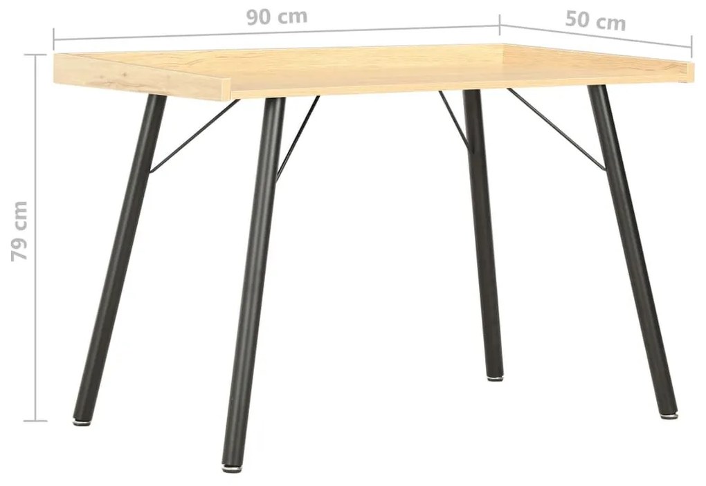 Γραφείο Χρώμα Δρυός 90 x 50 x 79 εκ. - Μαύρο