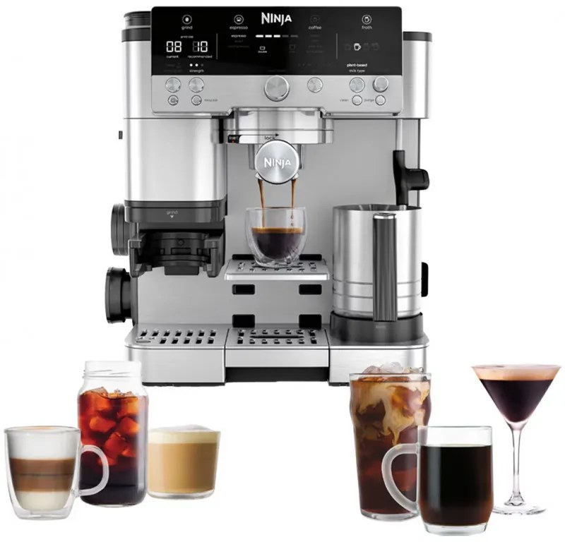 Ninja Luxe Café Premier ES601 3σε1, 1650W, 15 bar, 2 λίτρα, Barista Assist, texturirane χωρίς επαφή, 4 λειτουργίες, 3 ρυθμίσεις θερμοκρασίας, Inox/μαύρο.