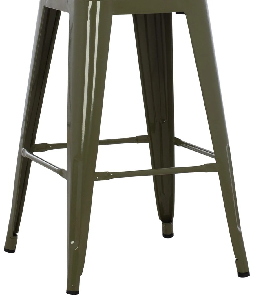 Σκάμπο Μεσαίου Ύψους Μεταλλικό Melita Σε Dark Olive Green 43x43x67Y Εκ.