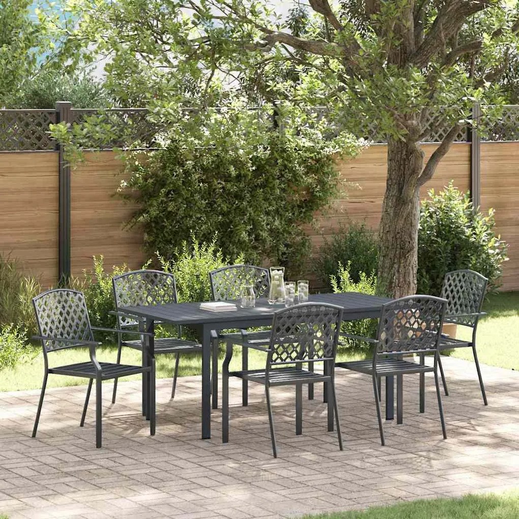 vidaXL Σέτ φαγητού για κήπο 7 pcs Ανθρακί Ατσάλι