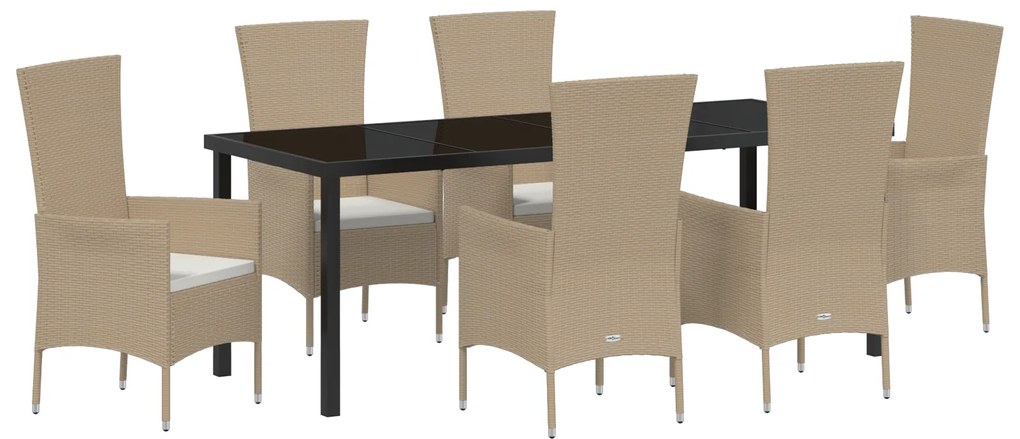 vidaXL Σετ Τραπεζαρίας Κήπου 7 pcs Μπεζ, Μαύρο 200 x 80 x 73 εκ