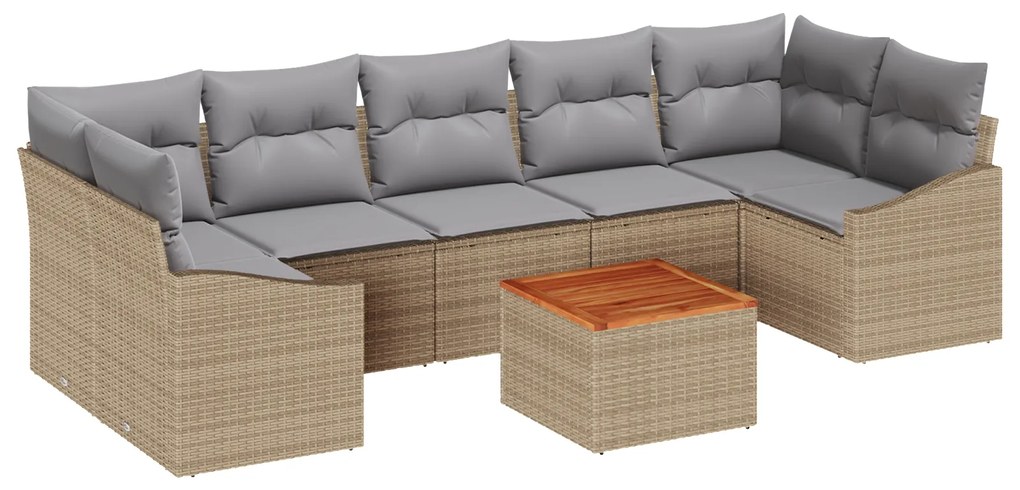 vidaXL Σετ Καναπέ Κήπου 8 pcs Μπεζ, ανοιχτό γκρι 55 x 55 x 37 εκ