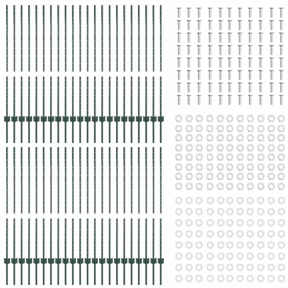vidaXL Πό posts φράχτη 44 pcs Πράσινο 160 cm Ατσάλι