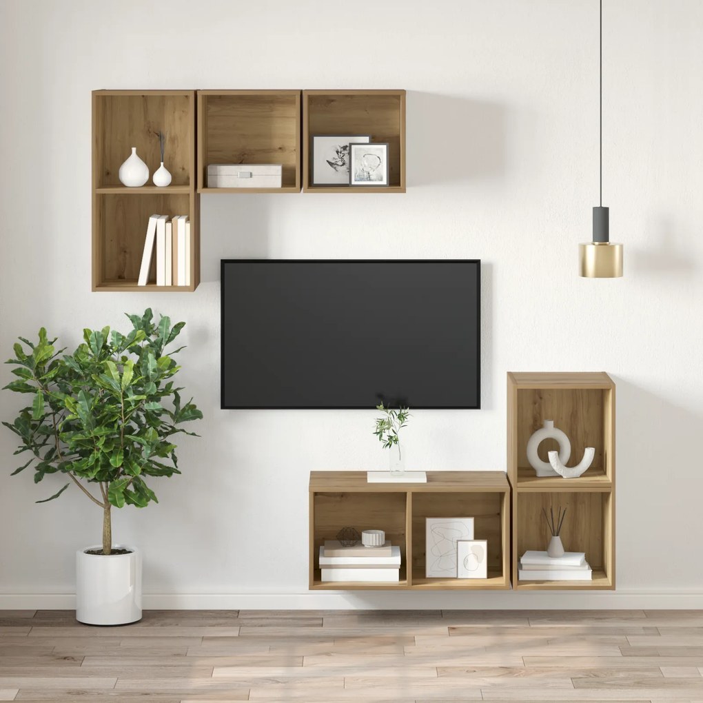 vidaXL Τοίχου Ντουλάπι Τηλεόρασης artisan δρυς 37 x 37 x 72 εκ