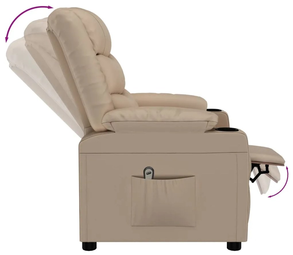 vidaXL Πολυθρόνα Ανακλινόμενη Ηλεκτρική Καπουτσίνο από Συνθετικό Δέρμα