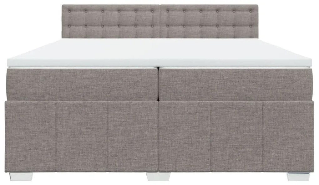 Κρεβάτι Boxspring με Στρώμα Taupe 200x200 εκ. Υφασμάτινο - Μπεζ-Γκρι