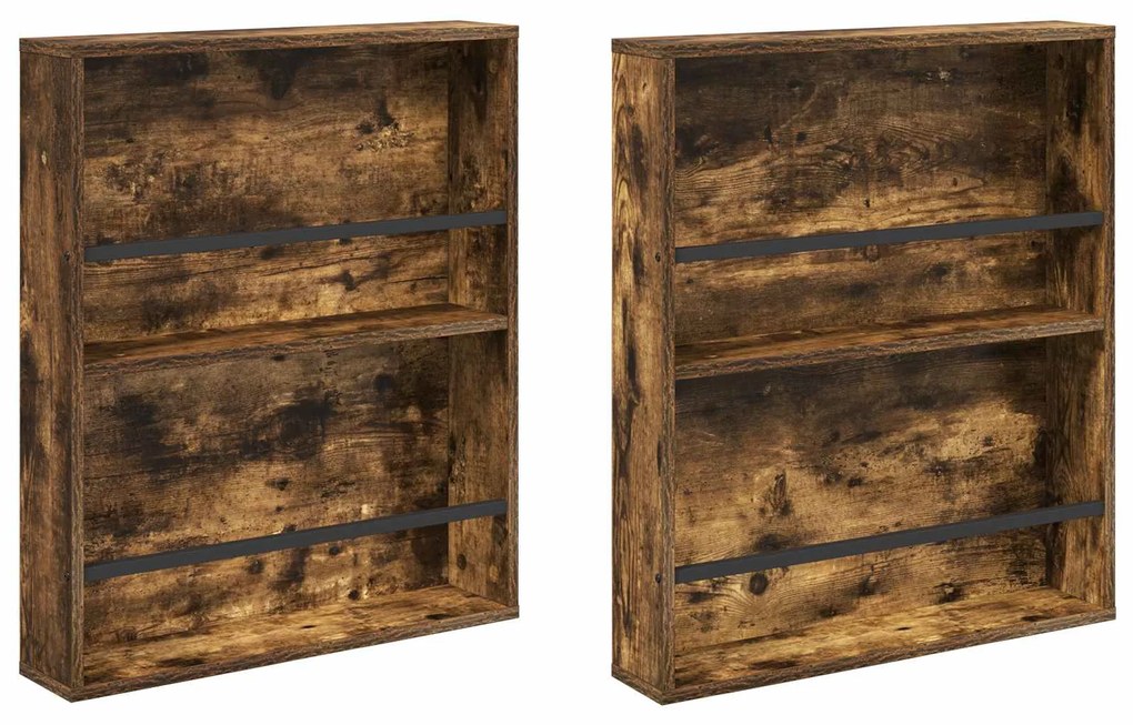 vidaXL Ράφι Περιοδικών με ράφι 2 pcs Καπνιστό Δρύς 60 x 12 x 70 εκ