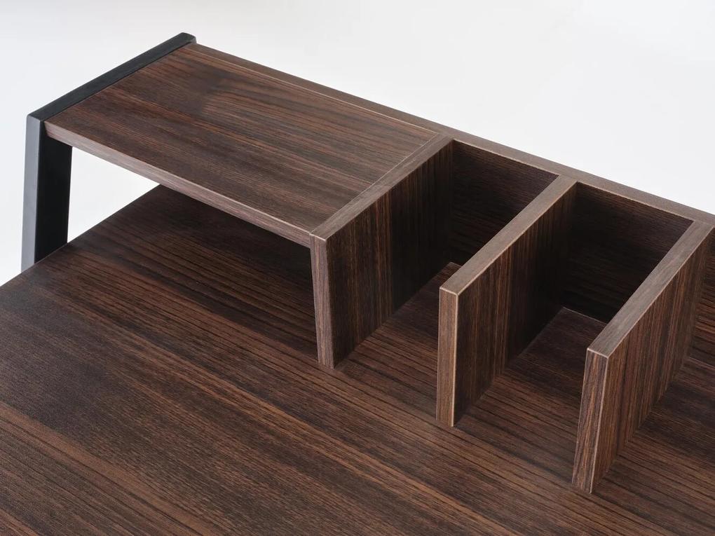 Τραπέζι γραφείου Houston 1237, Με συρτάρια, Αριθμός συρταριών: 2, 74x128x48cm, Καρυδί, Μαύρο | Epipla1.gr