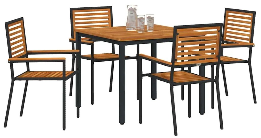 vidaXL Σέτ φαγητού για κήπο 5 pcs Μαύρο 90 x 90 x 75 cm