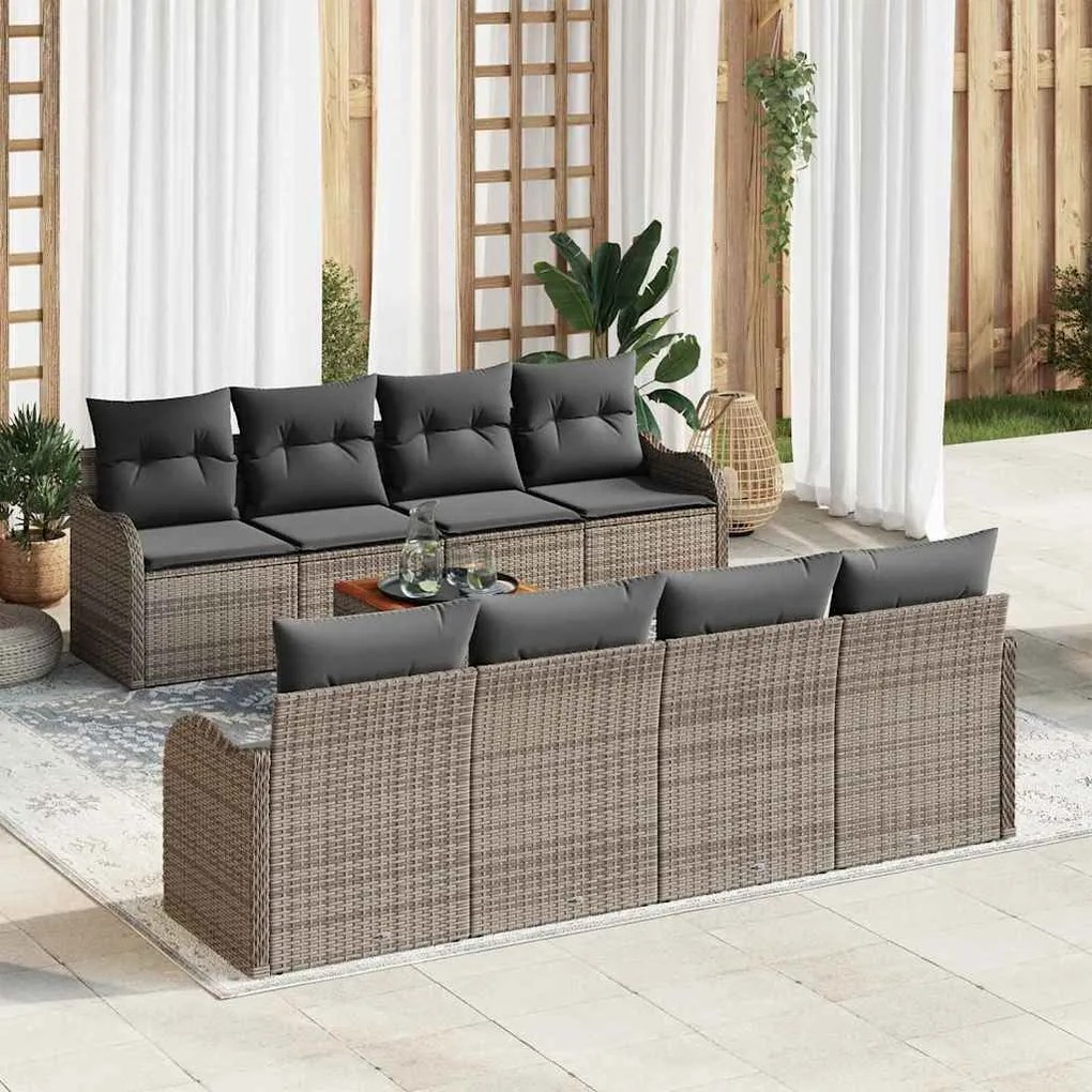 vidaXL Σετ Καναπέ Κήπου 9 pcs Γκρι