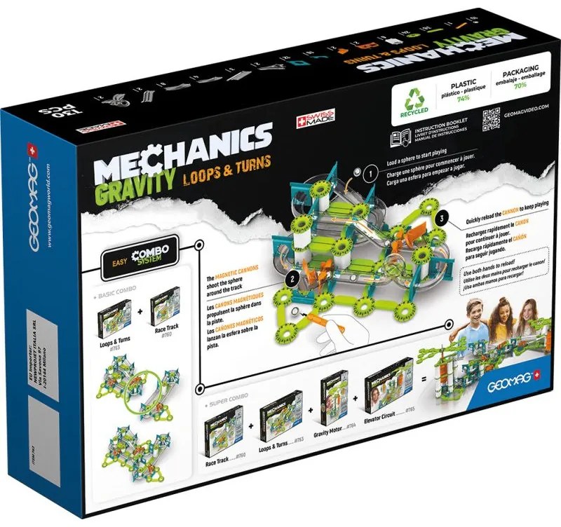 Παιχνίδι Σετ Gravity Loops & Turns 130pcs Green Geomag