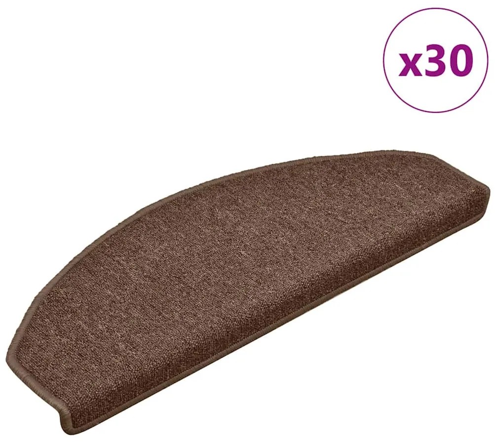 vidaXL Πατάκια για σκάλες 30 τεμάχια Καφέ 65x24x4 εκ.