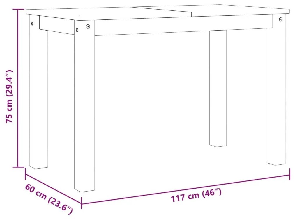 Τραπεζαρία Panama Λευκό 117 x 60 x 75 εκ. από Μασίφ Ξύλο Πεύκου - Λευκό