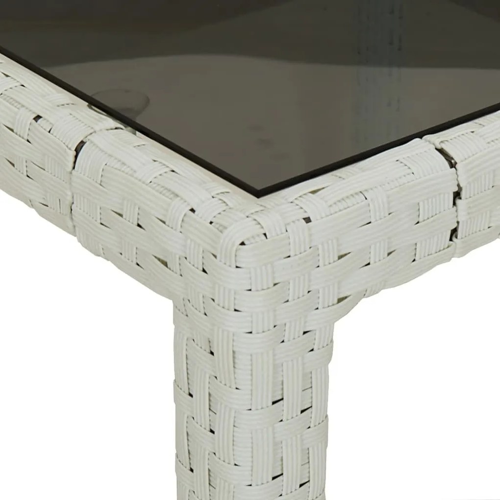 Τραπέζι Κήπου Λευκό 250x100x75 εκ. Συνθετ. Ρατάν/Ψημένο Γυαλί - Λευκό