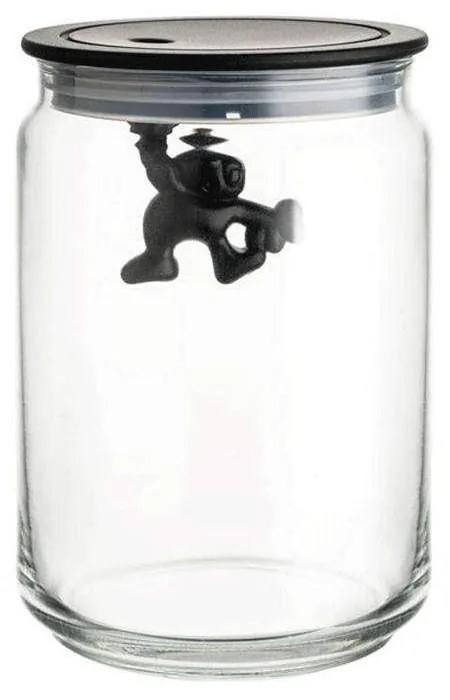 Βάζο Αποθήκευσης Gianni a little man holding on tight AMDR05 B 900ml Black Alessi Γυαλί