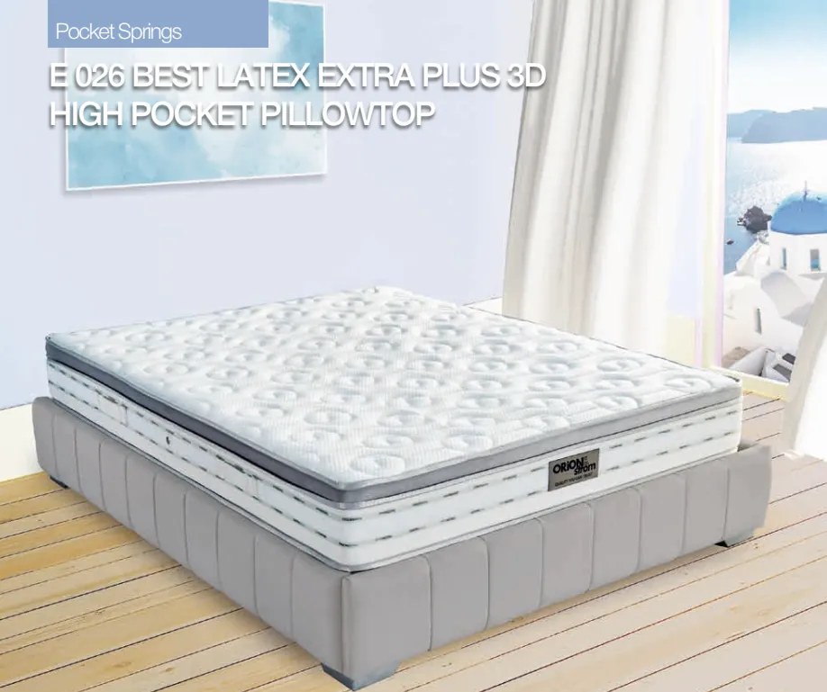 Στρώμα  E026 Best Latex Extra Plus 3D High Pocket Pillowtop  90×200 εκ. Σκληρότητας: Μαλακό + Μέτριο  Orion Strom