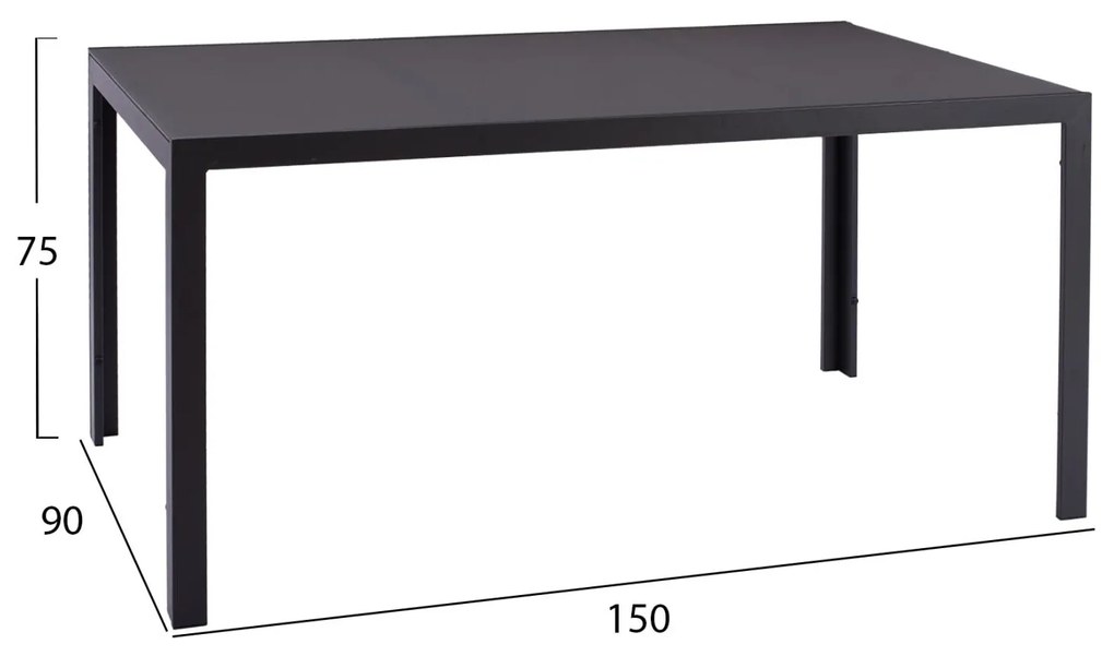 Σετ Κήπου Τραπεζαρία LEOFER 5 τεμ Γκρί Μεταλλικό με Τραπέζι 150x90x75 εκ. &amp; 4 Καρέκλες