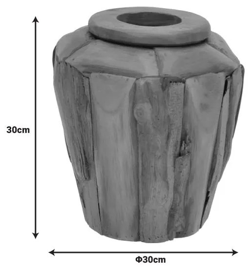 Διακοσμητικό βάζο Archean teak ξύλο σε φυσική απόχρωση Φ30x30εκ