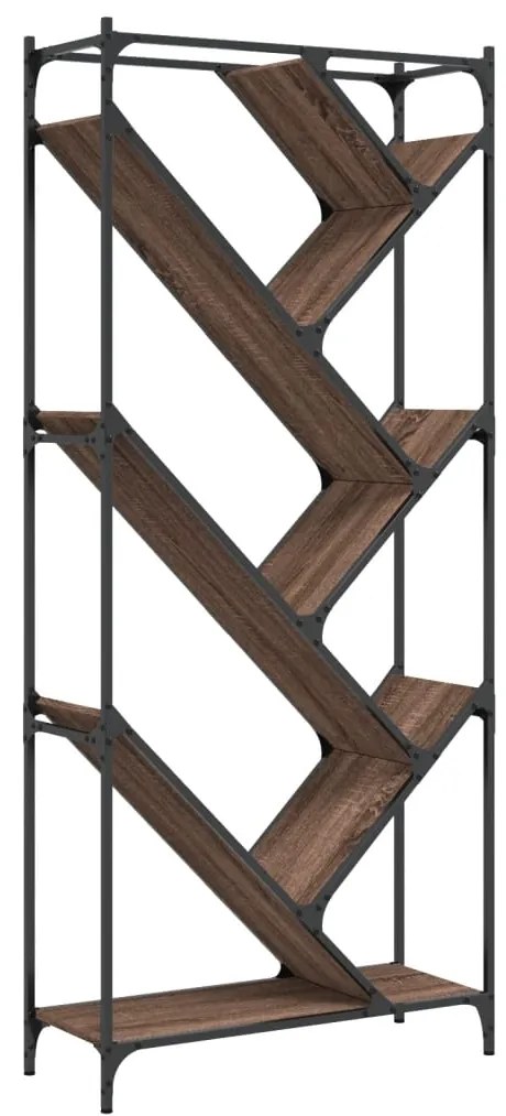 vidaXL Βιβλιοθήκη Καφέ Δρυς 79x30x180 εκ. Επεξεργ. Ξύλο &amp; Μέταλλο