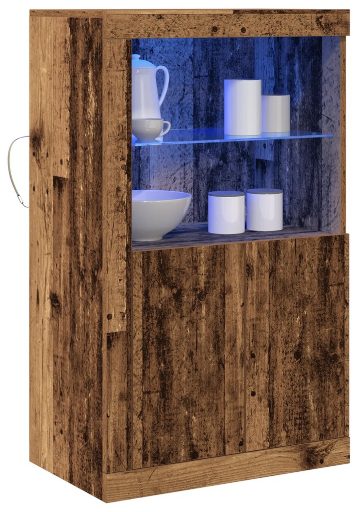 vidaXL Σαλονάκι με LED Φώτα Παλιό Ξύλο 60,5x37x100 εκ