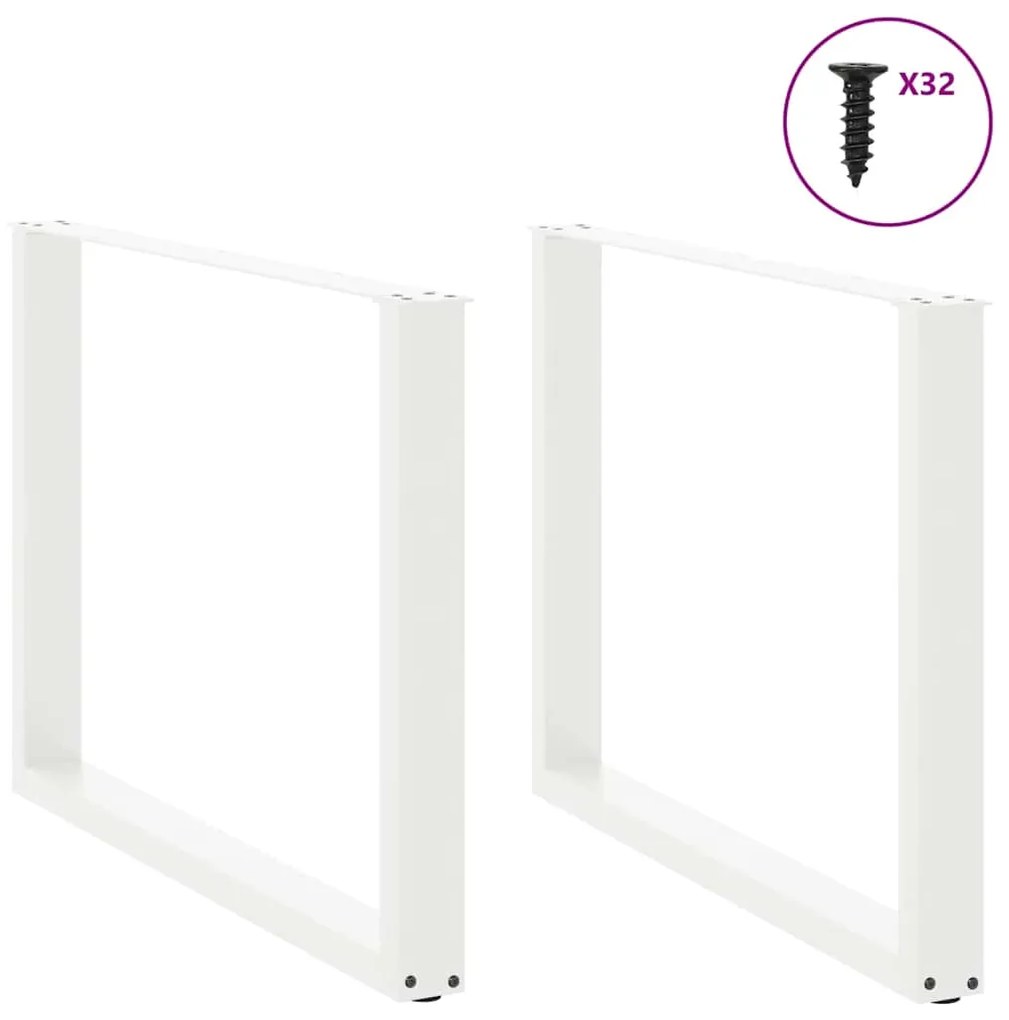 vidaXL Πόδια Τραπεζαρίας σε Σχήμα U 2 τεμ. Λευκά 100x(72-73) εκ. Ατσάλι